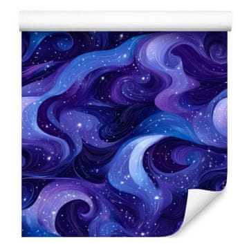 Akvarelna tapeta Galaxy modra, mornarsko modra, indigo in vijolična 50x1000 cm