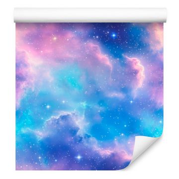 Tapeta z akvarelno galaksijo modre barve, sivkino goro 50x1000 cm