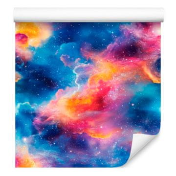 Akvarelna tapeta Galaxy modra, vijolična, vijolična in koralna 50x1000 cm