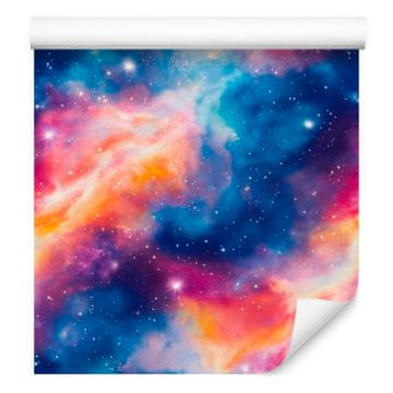 Akvarelna tapeta Galaxy modra, vijolična, koralna in vijolična 50x1000 cm