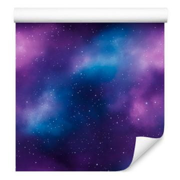 Akvarelna tapeta Galaxy modra, vijolična, indigo in mornarsko modra 50x1000 cm