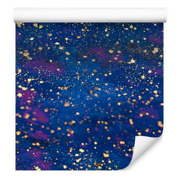 Akvarelna tapeta Galaxy v modri in mornarsko modri barvi za dnevno sobo in spalnico 50x1000
