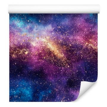 Akvarelna tapeta Galaxy modro-vijolična za dnevno sobo in spalnico 50x1000