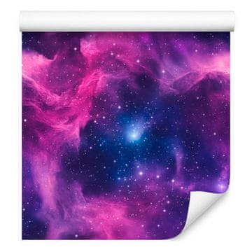 Akvarelna tapeta z galaksijo, vijolična in temno modra, vijolično ozadje, 50x1000 cm