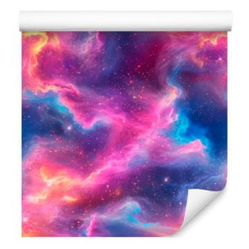 Akvarelna tapeta Galaxy v vijolični in modri barvi za dnevno sobo in spalnico 50x1000