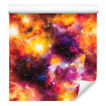 Akvarelna tapeta Galaxy rdeče-zlate barve za dnevno sobo in spalnico 50x1000