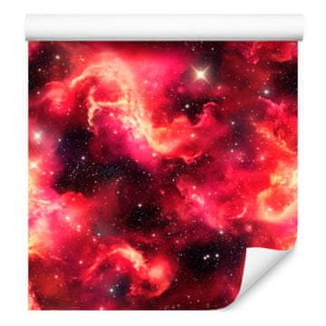 Akvarelna tapeta Galaxy rdeče in roza za dnevno sobo in spalnico 50x1000