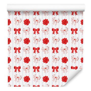 Božična tapeta mint bela s koralnimi motivi 50x1000 cm