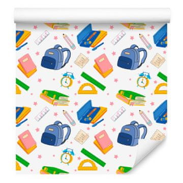 Fototapeta Nazaj v šolo belo-modra za dnevno sobo in spalnico 50x1000 cm