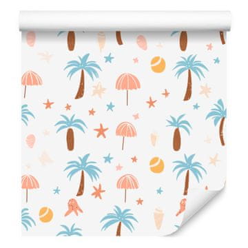 Poletna tapeta v beli, krem, celadon in bež barvi za dnevno sobo in spalnico 50x1000 cm