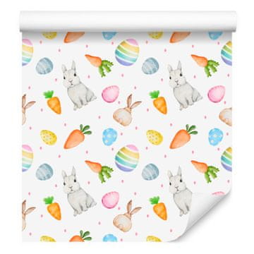 Velikonočna tapeta v beli in krem barvi za dnevno sobo in spalnico 50x1000 cm