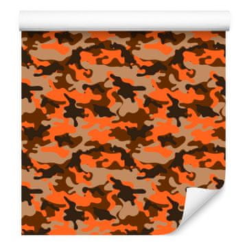 Oranžna, rjava in zlata vojaška kamuflažna tapeta 50x1000 cm