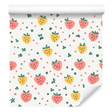 Poletna tapeta v beli, koralni in svetlo sivi barvi za dnevno sobo in spalnico 50x1000 cm