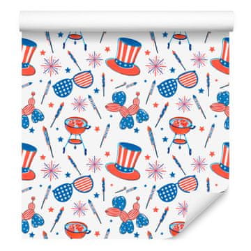 Fototapeta Fourth of July bela in koralna za dnevno sobo in spalnico 50x1000 cm