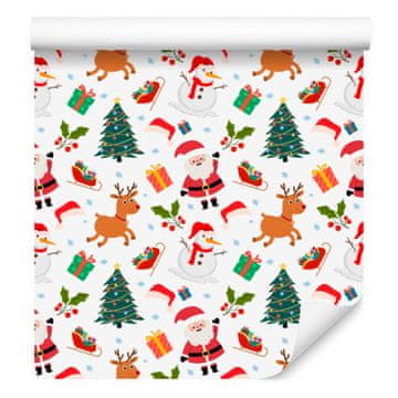 Božična tapeta bela, breskev sredina 50x1000 cm