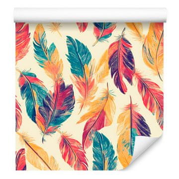 Boho kremna in koralna tapeta za dnevno sobo in spalnico 50x1000 cm