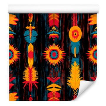 Boho črno-bordo tapeta za dnevno sobo in spalnico 50x1000 cm