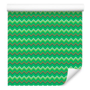 Cikcak zelena tapeta za dnevno sobo in spalnico 50x1000 cm