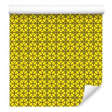 Tapeta z geometrijskim vzorcem rumena za dnevno sobo in spalnico 50x1000 cm
