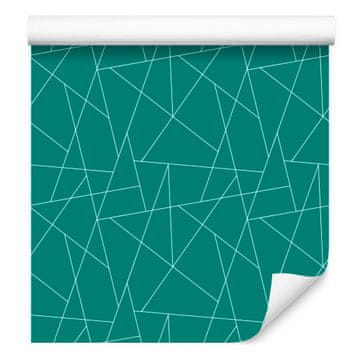 Tapeta geometrijski vzorec turkizna in morska, turkizno ozadje 50x1000 cm