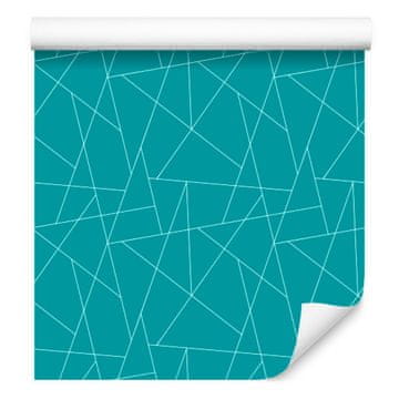 Tapeta Geometrijski vzorec, turkizno ozadje, turkizna sredina 50x1000 cm
