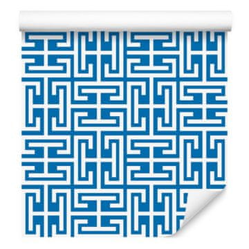 Tapeta z geometrijskim vzorcem v azurno modri barvi za dnevno sobo in spalnico 50x1000 cm