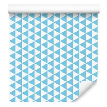 Tapeta z geometrijskim vzorcem v modri in beli barvi, azurno ozadje 50x1000 cm