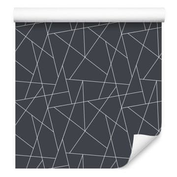 Tapeta z geometrijskim vzorcem, grafitno in mornarsko modra, za dnevno sobo in spalnico 50x1000 cm