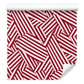 Tapeta z geometrijskim vzorcem, rdeča, koralna in svetlo siva 50x1000 cm