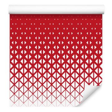 Tapeta z geometrijskim vzorcem, rdeča, koralna in bela 50x1000 cm