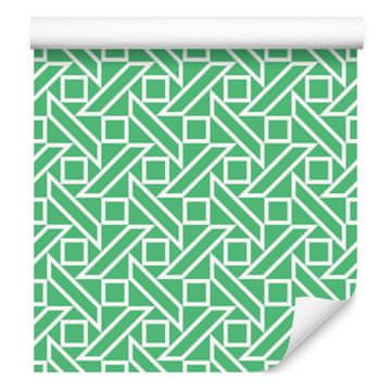Tapeta z geometrijskim vzorcem v metini in zeleni barvi za dnevno sobo in spalnico 50x1000 cm