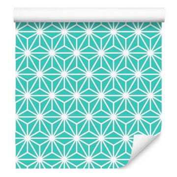 Tapeta z geometrijskim vzorcem, mint in bela, za dnevno sobo in spalnico 50x1000 cm
