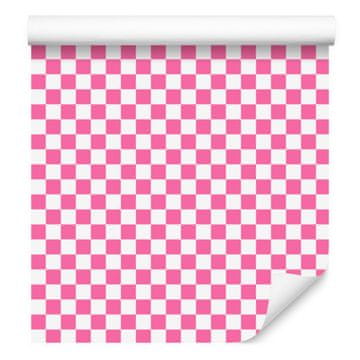Tapeta s šahovnico, pudrasto roza, mehke oblike 50x1000 cm