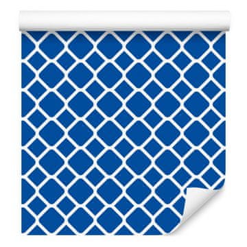 Tapeta z geometrijskim vzorcem v modri in azurni barvi za dnevno sobo in spalnico 50x1000 cm
