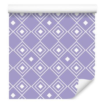 Tapeta z geometrijskim vzorcem modro-bela za dnevno sobo in spalnico 50x1000 cm
