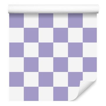 Tapeta s šahovnico modra, bela in svetlo siva 50x1000 cm