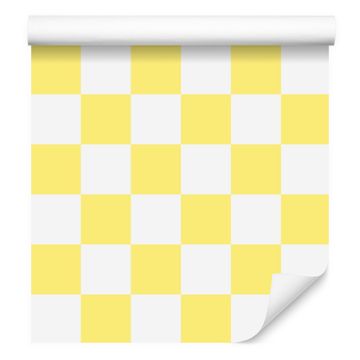 Krem tapeta s šahovnico za dnevno sobo in spalnico 50x1000 cm
