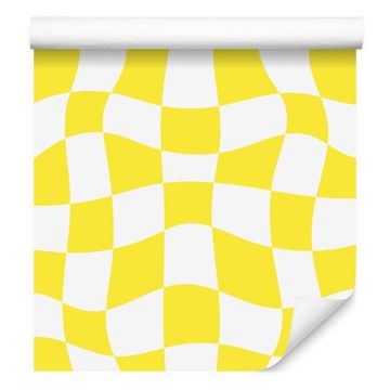 Tapeta Casual Šahovnica Rumena, Bela in Krem 50x1000 cm
