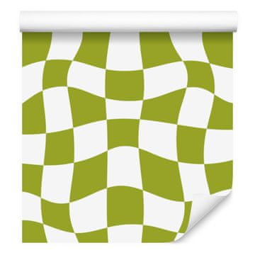 Tapeta Casual šahovnica rumena, bela in bež 50x1000 cm