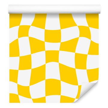 Fototapeta Casual Checkboard Yellow and White za dnevno sobo in spalnico 50x1000 cm
