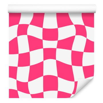 Fototapeta Casual Checkboard Pink and White za dnevno sobo in spalnico 50x1000 cm