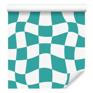 Fototapeta Casual Checkerboard Morska, bela, meta in turkizna 50x1000 cm