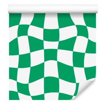 Tapeta Casual Chairboard v morsko modri in beli barvi za dnevno sobo in spalnico 50x1000 cm