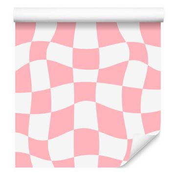Fototapeta Casual Checkboard Coral and White za dnevno sobo in spalnico 50x1000 cm
