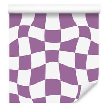Fototapeta Casual Checkboard Purple and White za dnevno sobo in spalnico 50x1000 cm