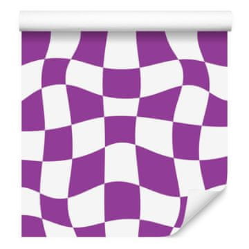 Brezplačna tapeta s šahovnico vijolične barve za dnevno sobo in spalnico 50x1000 cm