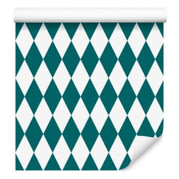 Tapeta Harlequin Diamonds turkizna in svetlo siva 50x1000 cm