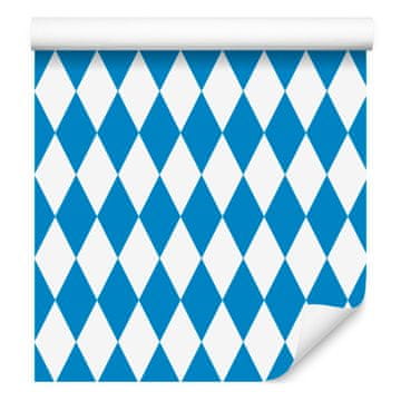 Tapeta Harlequin Rombus v azurno beli barvi za dnevno sobo in spalnico 50x1000 cm