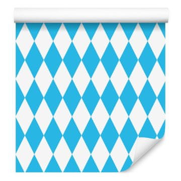 Tapeta z azurnim harlekinskim rombom za dnevno sobo in spalnico 50x1000 cm