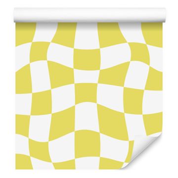 Fototapeta Casual Checkboard White and Yellow za dnevno sobo in spalnico 50x1000 cm